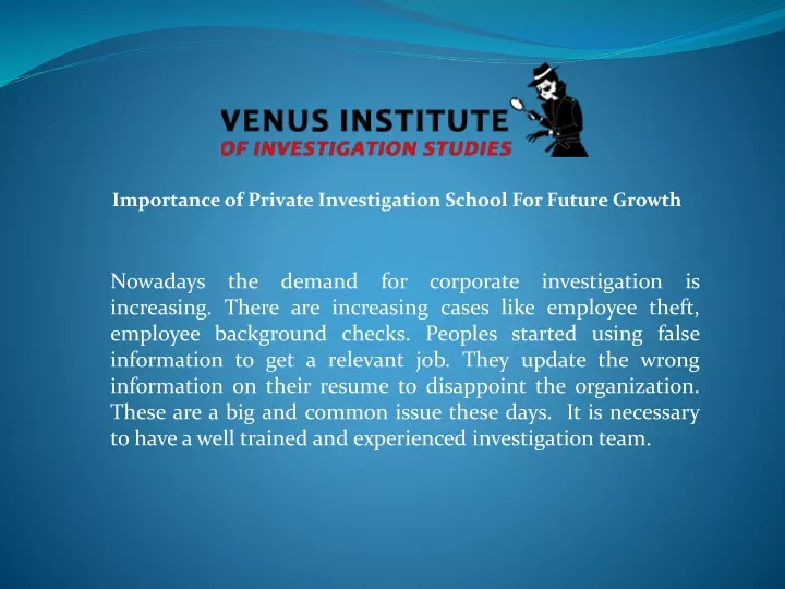 importance of private investigation school