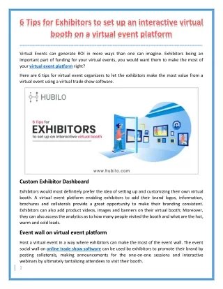 6 Tips for Exhibitors to set up an interactive virtual booth on a virtual event platform