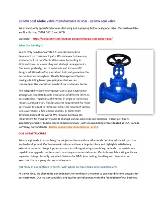 bellow seal globe valve manufacturer