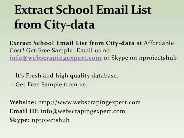 extract school email list from city data