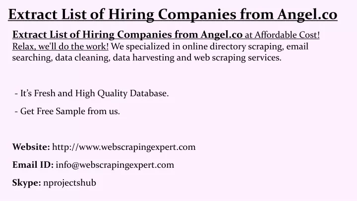 extract list of hiring companies from angel co