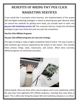 Benefits Of Hiring Pay Per Click Marketing Services