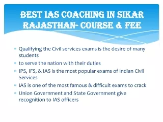 Best IAS Coaching in Sikar Rajasthan- Course & Fee