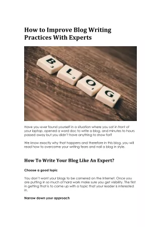 How to Improve Blog Writing Practices With Experts | Content Writing US