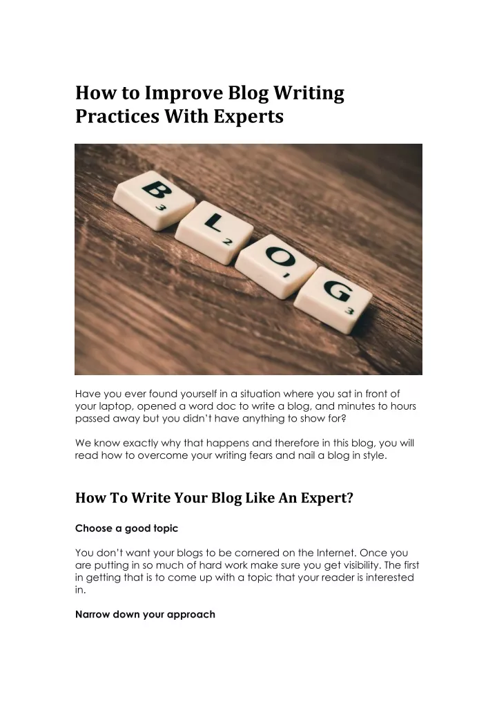 how to improve blog writing practices with experts
