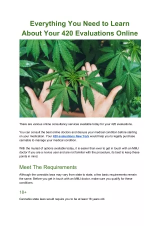 Everything You Need to Learn About Your 420 Evaluations Online