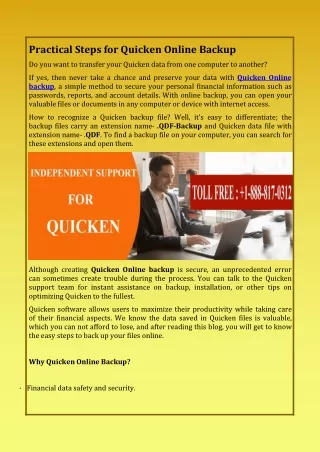 practical steps for quicken online backup