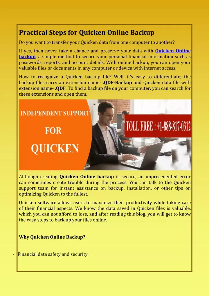 practical steps for quicken online backup
