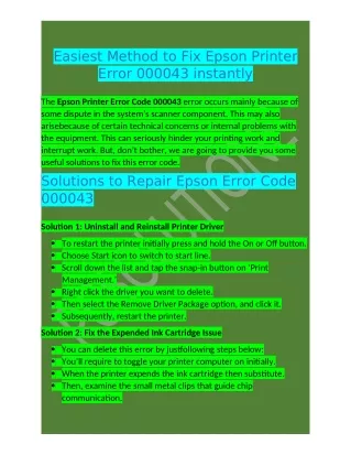 easiest method to fix epson printer error 000043