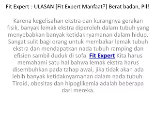 Fit Expert - Lanjutan Berat Badan Itu Luka bakar Lemak!