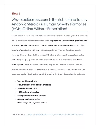 Why medicaroids.com is the right place to buy Anabolic Steroids & Human Growth Hormones (HGH) Online Without Prescriptio