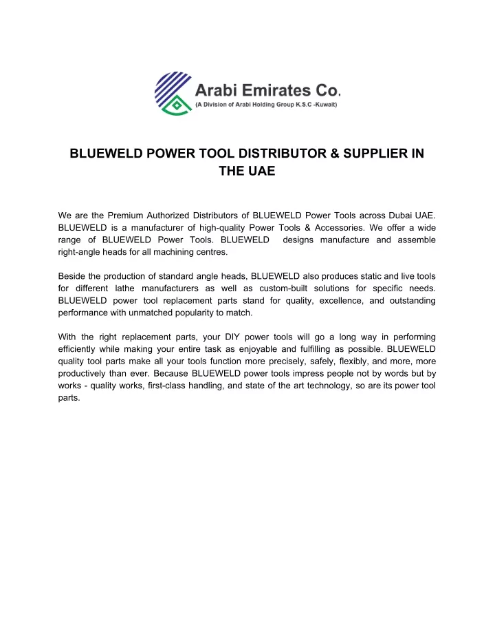 blueweld power tool distributor supplier