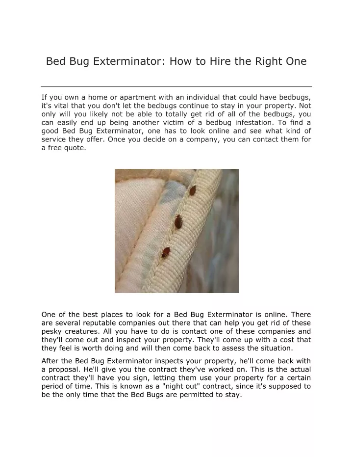 bed bug exterminator how to hire the right one