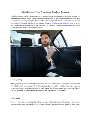 what to expect from professional chauffeur company