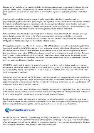complementary and alternative medicine includes