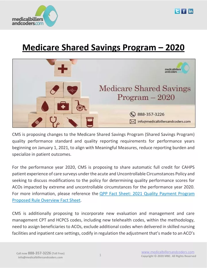 medicare shared savings program 2020