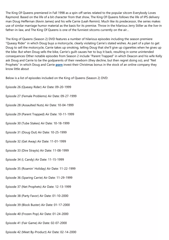 the king of queens premiered in fall 1998