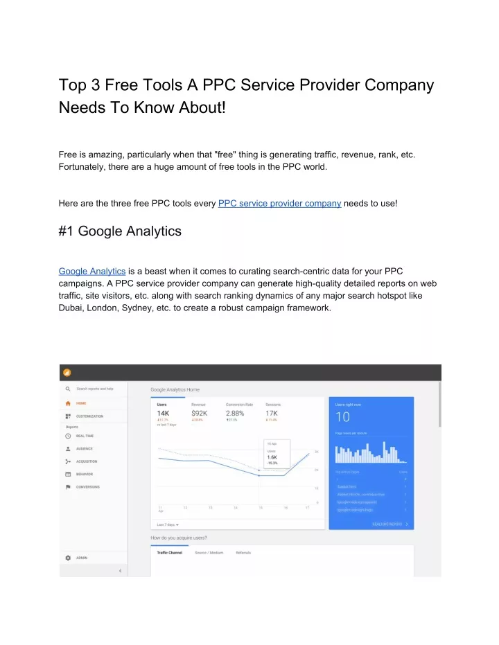 top 3 free tools a ppc service provider company