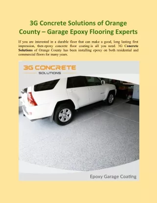 Garage Epoxy Flooring Experts