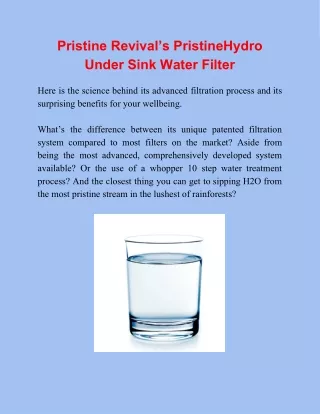 pristine revival s pristinehydro under sink water
