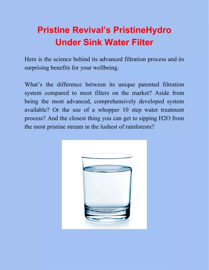 pristine revival s pristinehydro under sink water