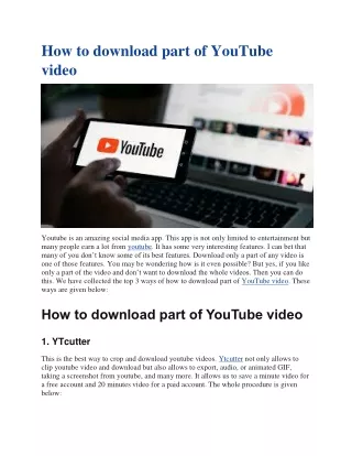 How to download part of YouTube video