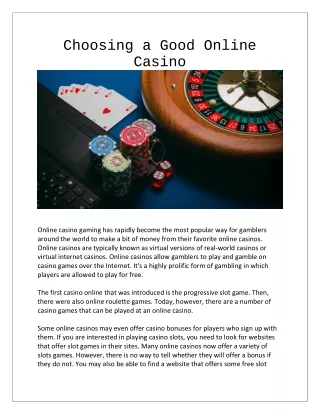 Choosing a Good Online Casino