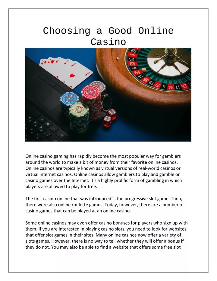choosing a good online casino