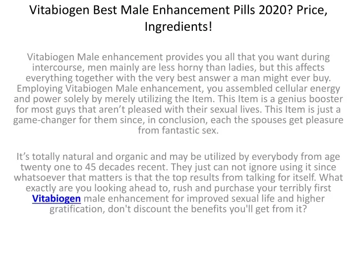 vitabiogen best male enhancement pills 2020 price ingredients