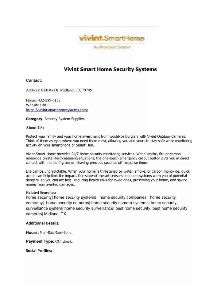 vivint smart home security systems