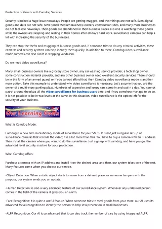 protection of goods with camdog services
