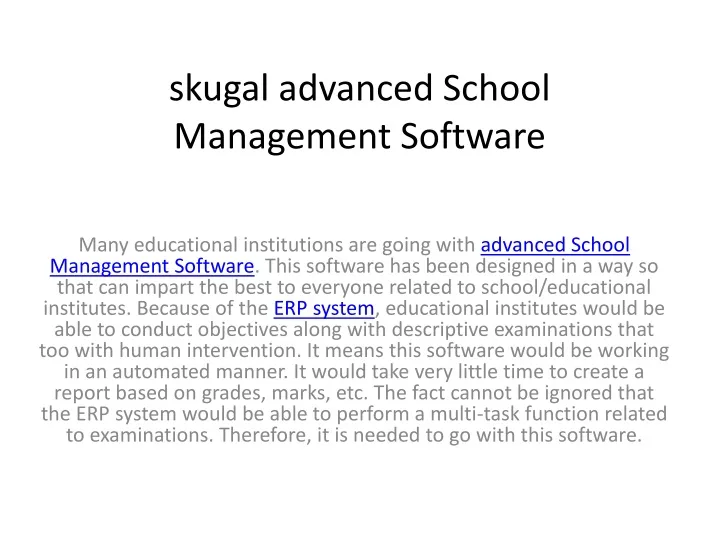 skugal advanced school management software