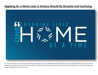 applying for a home loan in arizona should