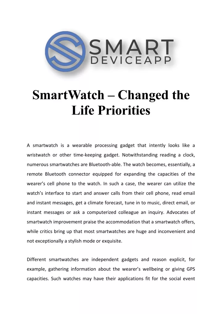 smartwatch changed the life priorities