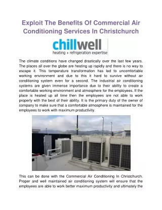 Exploit The Benefits Of Commercial Air Conditioning Services In Christchurch