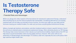 Is Testosterone Therapy Safe: Potential Risks and Advantages