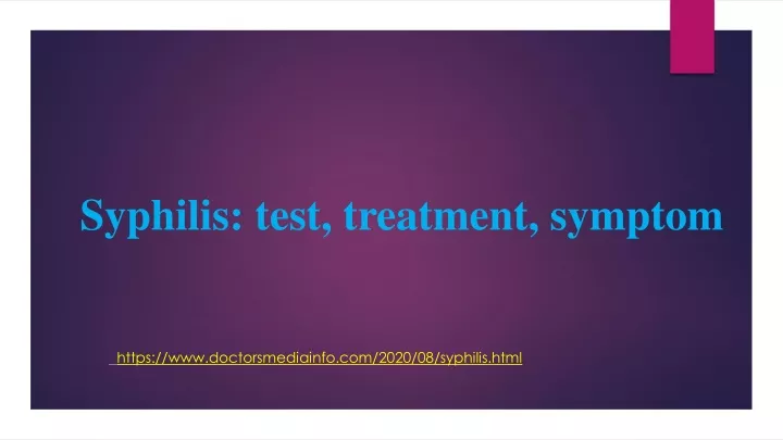 syphilis test treatment symptom