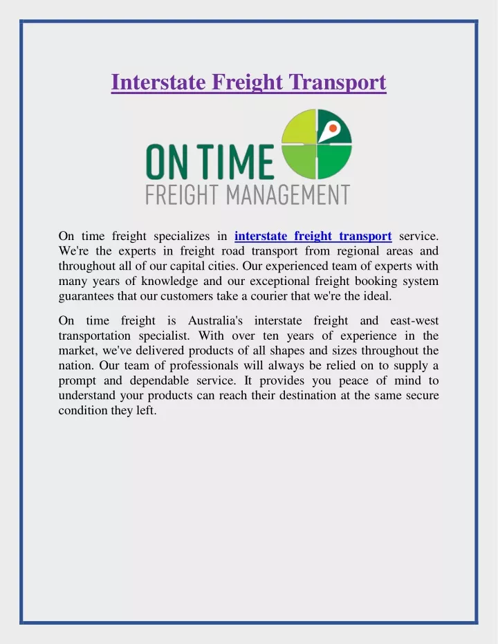 interstate freight transport