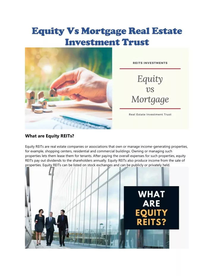 equity vs mortgage real estate investment trust