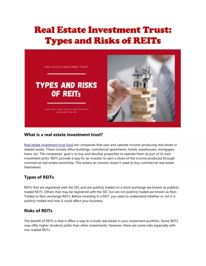 real estate investment trust types and risks