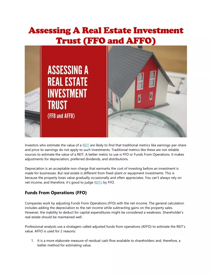 assessing a real estate investment trust