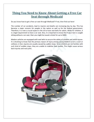 How to Get a Free Car Seat Through Medicaid