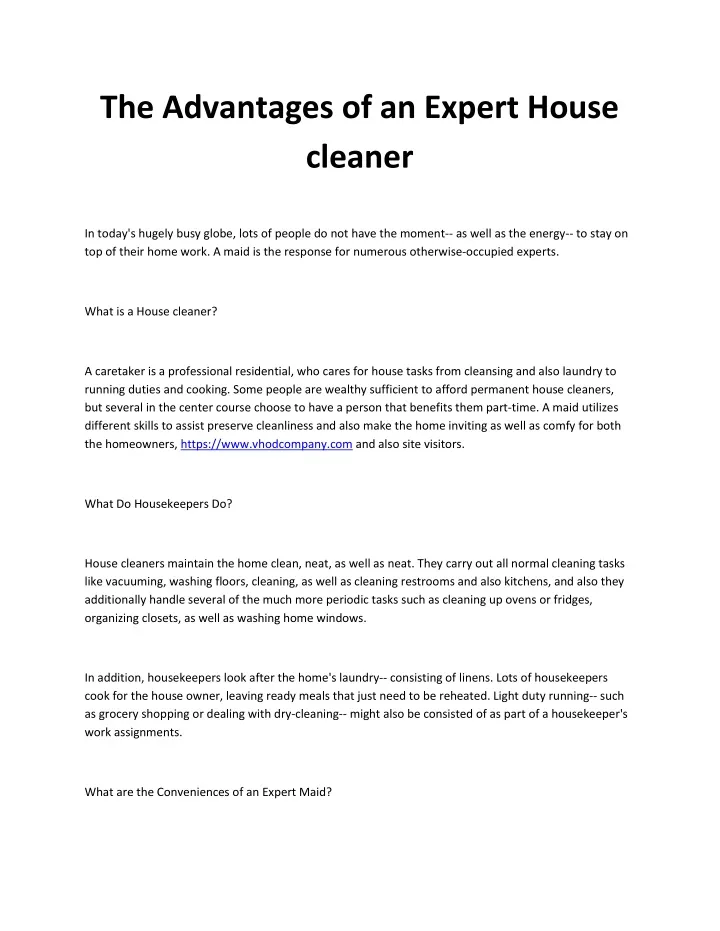 the advantages of an expert house cleaner