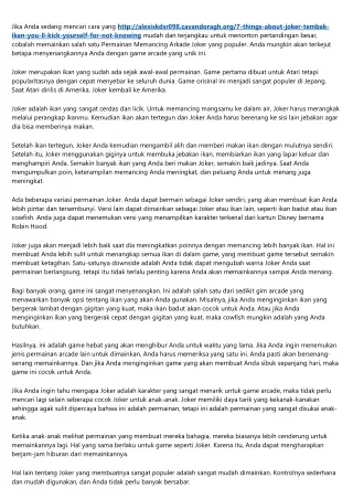The Advanced Guide to joker tembak ikan