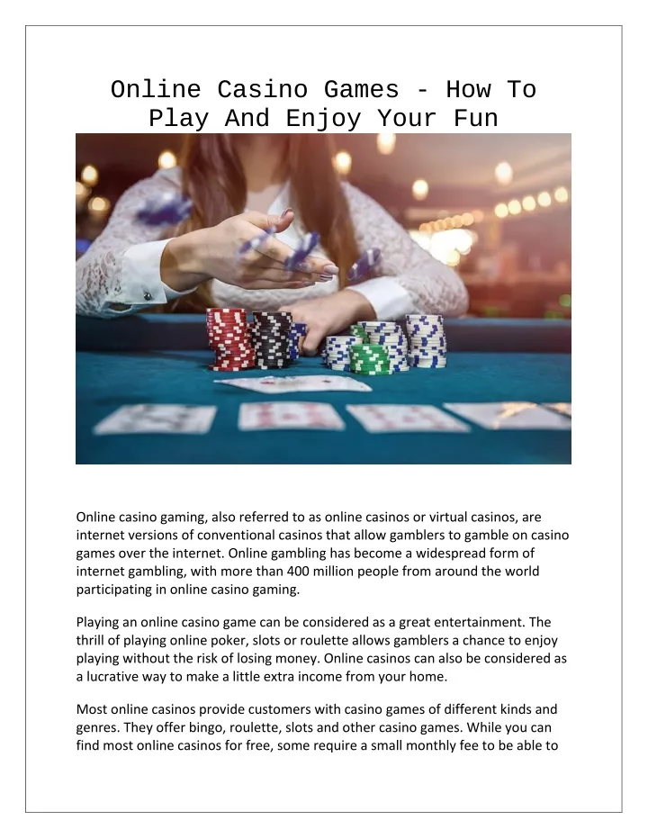 online casino games how to play and enjoy your fun