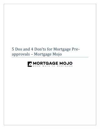 5 Dos and 4 Don’ts for Mortgage Pre-approvals