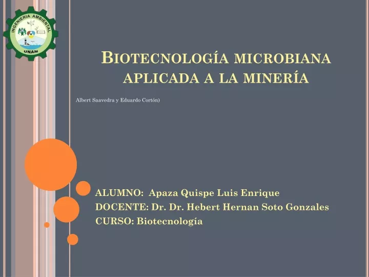 b iotecnolog a microbiana aplicada a la miner a