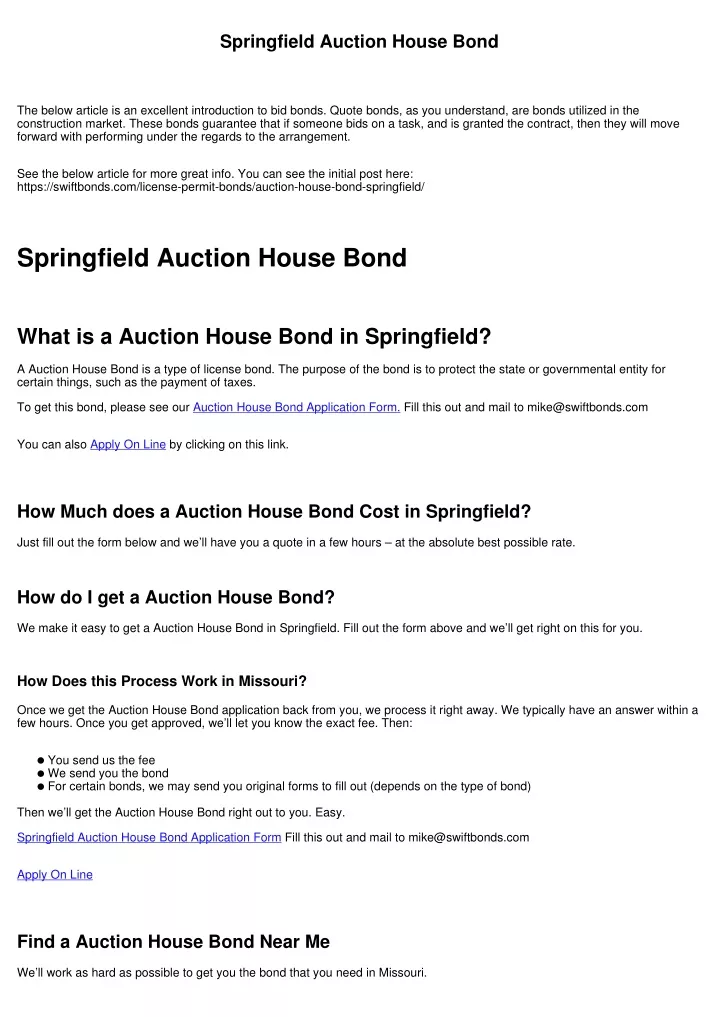 springfield auction house bond