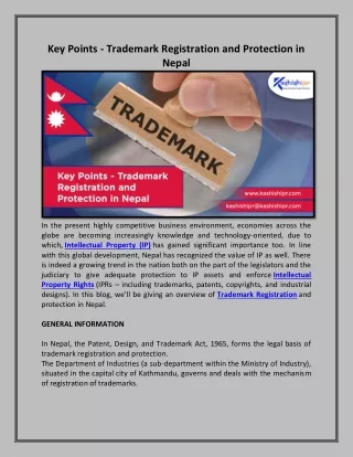 Key Points - Trademark Registration and Protection in Nepal