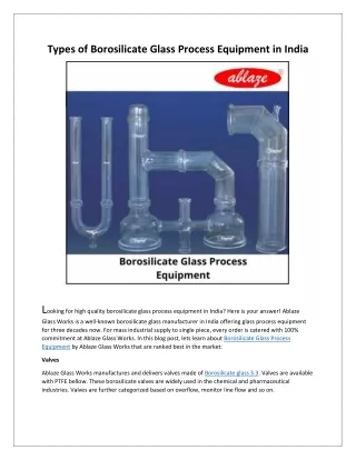 types of borosilicate glass process equipment